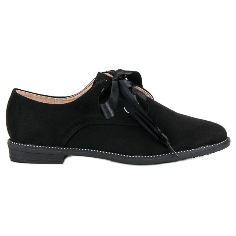 Kengät satiininauhalla musta