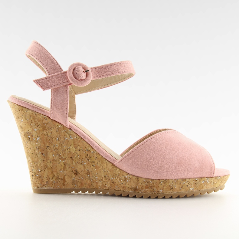 Vaaleanpunaiset sandaalit korkkikiilakorkoissa 3811 vaaleanpunainen