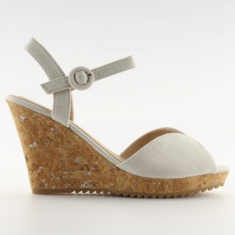 Harmaat sandaalit korkkikiilakorkossa 3811