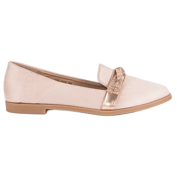 Bestelle Mokkakengät kristalleilla vaaleanpunainen