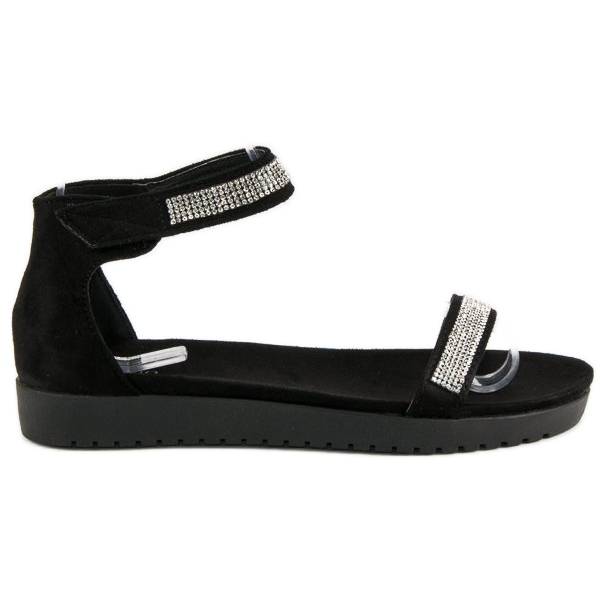 Evento Tyylikkäät velcro-sandaalit musta