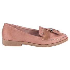 Vaaleanpunaiset mokasiinit hapsuilla vaaleanpunainen