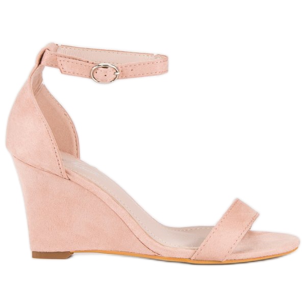 Suede kiila sandaalit vaaleanpunainen Suede kiila sandaalit vaaleanpunainen
