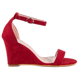 Suede kiila sandaalit punainen