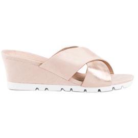 Ideal Shoes Vaaleanpunaiset kiilatossut vaaleanpunainen