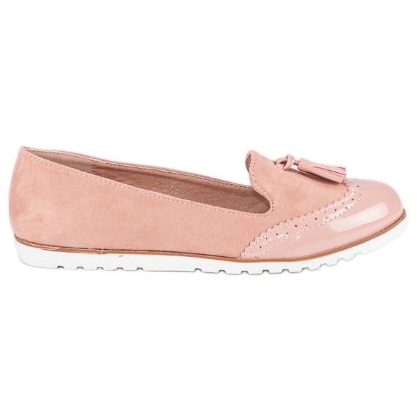 Super Me Vaaleanpunaiset mokasiinit hapsuilla vaaleanpunainen