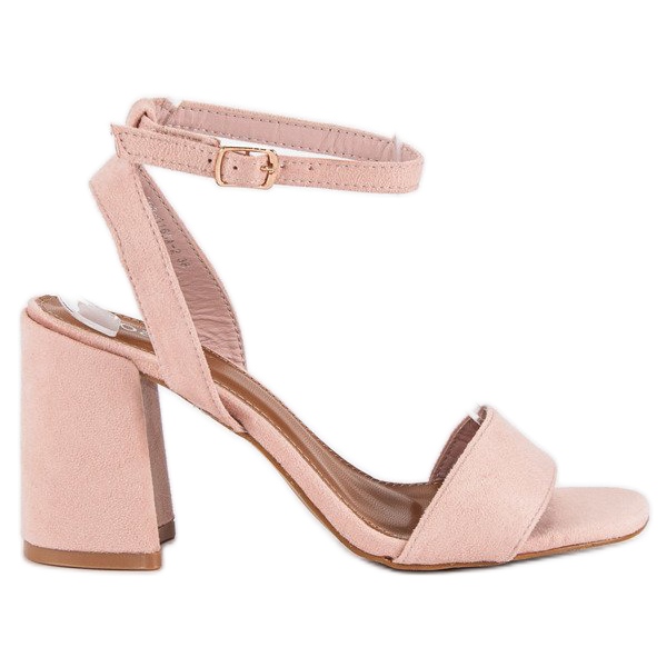 Vaaleanpunaiset mokkanahkaiset sandaalit vaaleanpunainen