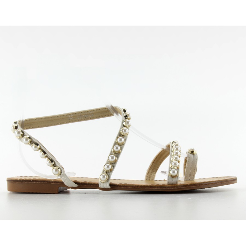 Epäsymmetriset sandaalit 1248 helmellä valkoinen