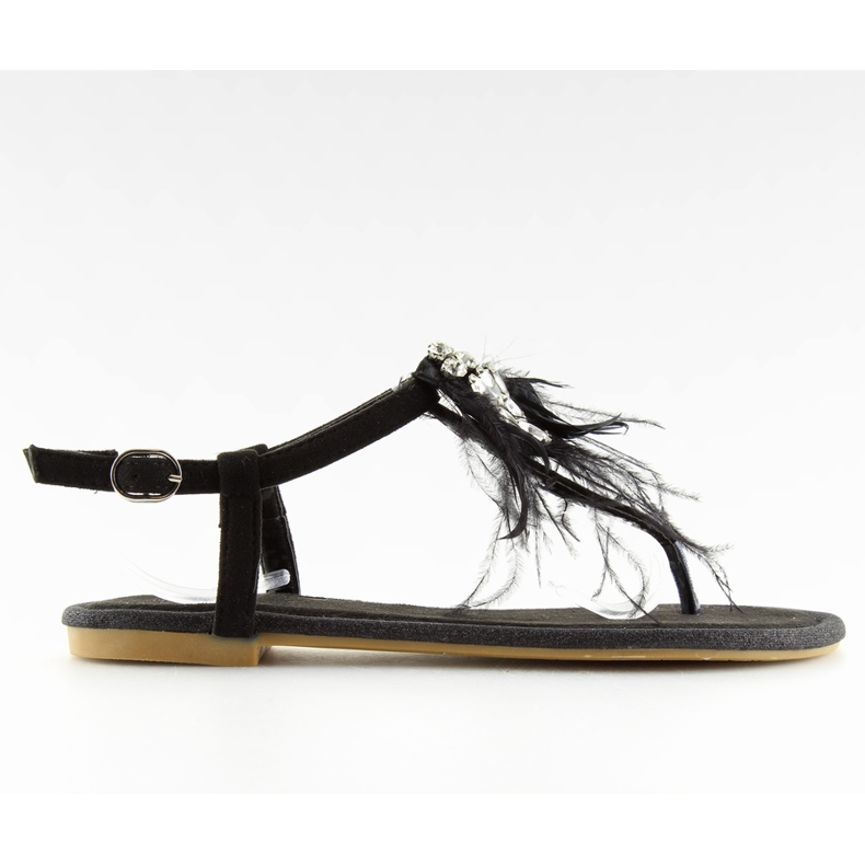 Mustat sandaalit höyhenillä 7267 Musta