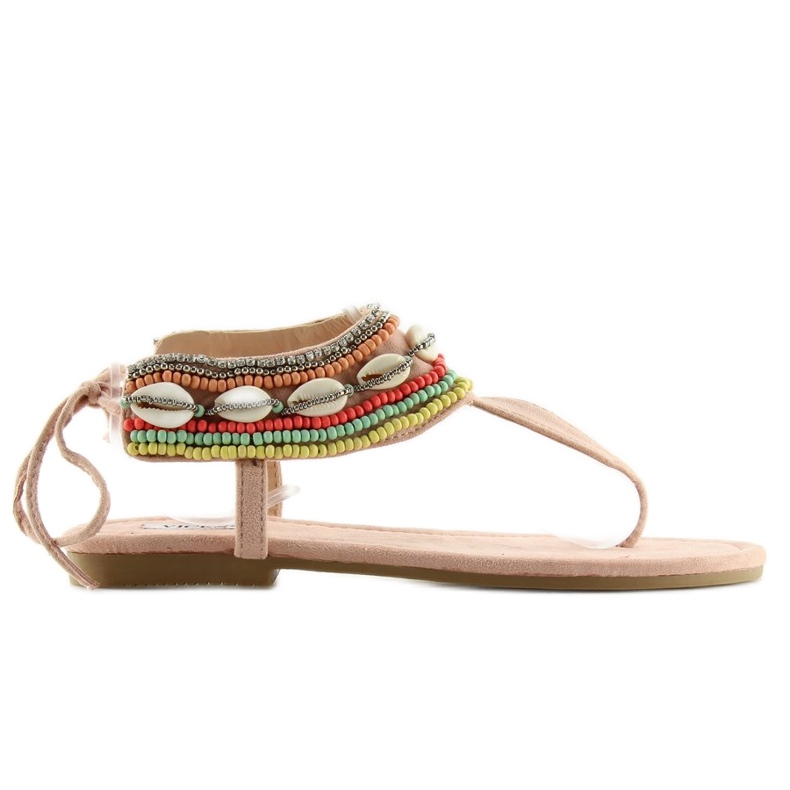 Sandaalit vaaleanpunaisilla helmillä 8241 Pinkki vaaleanpunainen