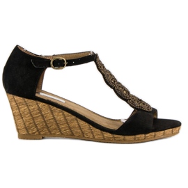 Corina Koristeelliset kiila sandaalit musta