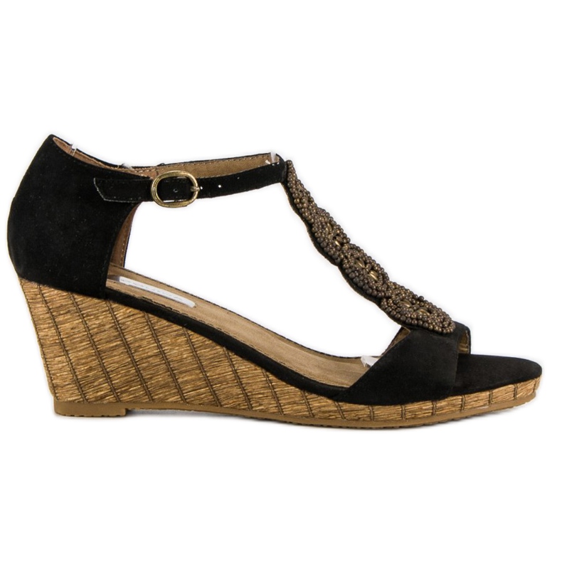 Corina Koristeelliset kiila sandaalit musta