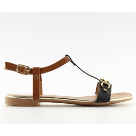 Mustat sandaalit tasaisella pohjalla musta 9871 musta