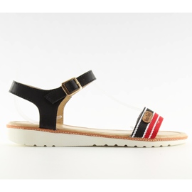 Mustat sandaalit tasaisella pohjalla J1024-A5 Musta