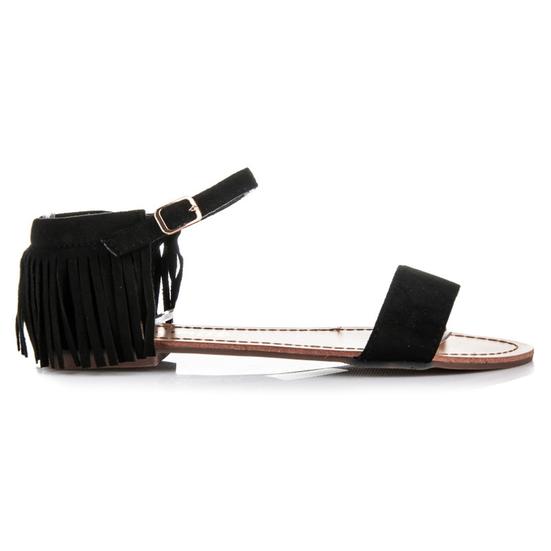 Queen Vivi Litteät sandaalit hapsuilla musta