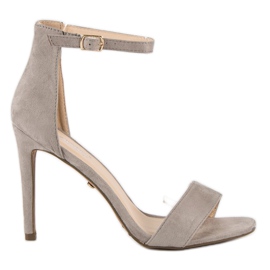 Seastar Mokkanahkasandaalit korkokengissä harmaa