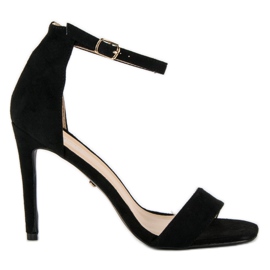 Seastar Mokkanahkasandaalit korkokengissä musta