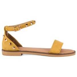 Fashion Mokkanappisandaalit keltainen