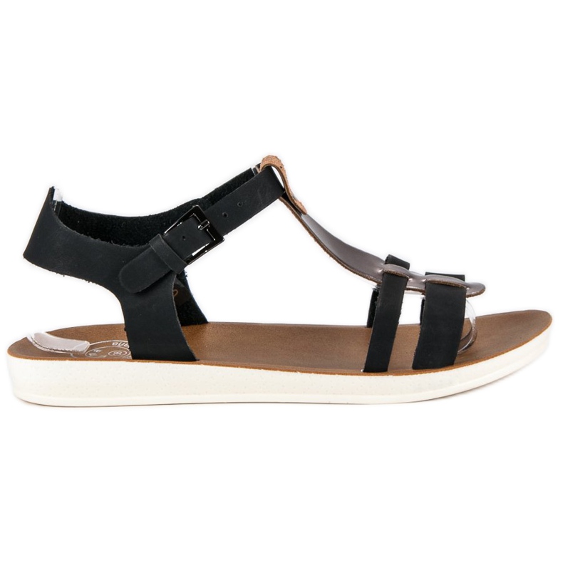 Soljella kiinnitettävät sandaalit musta ruskea