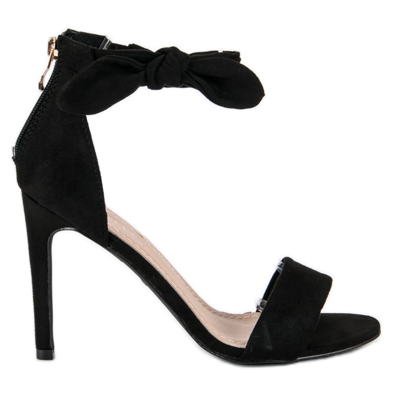 Bestelle Mokkanahkaiset vetoketjulliset sandaalit musta