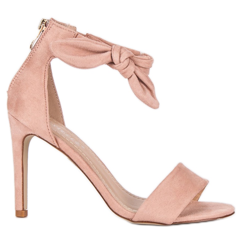 Bestelle Mokkanahkaiset vetoketjulliset sandaalit vaaleanpunainen