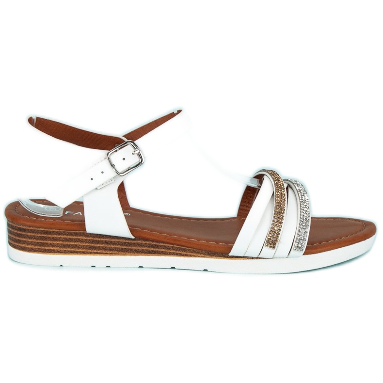 Fama Sandaalit matalalla kiilakorolla valkoinen