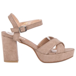 Flyfor Korkeakorkoiset mokkanahkasandaalit ruskea