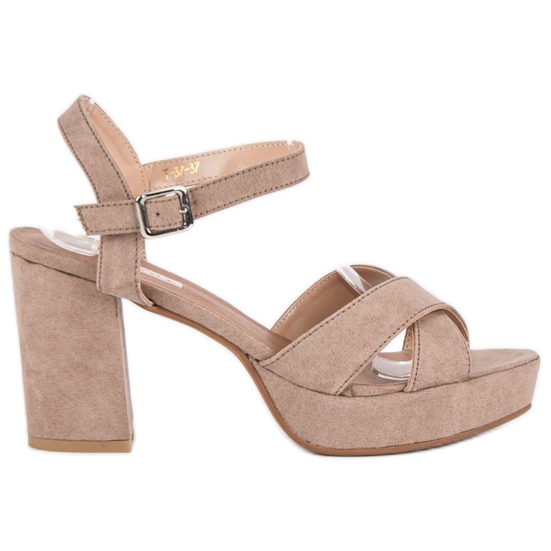 Flyfor Korkeakorkoiset mokkanahkasandaalit ruskea