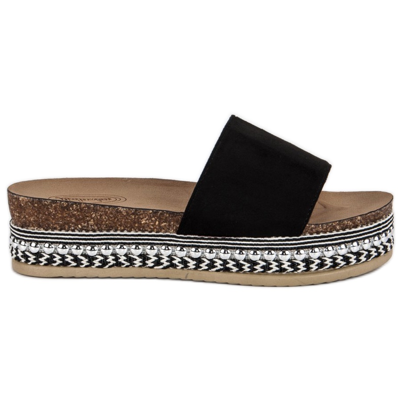 Boho mokkanahkaiset tossut musta