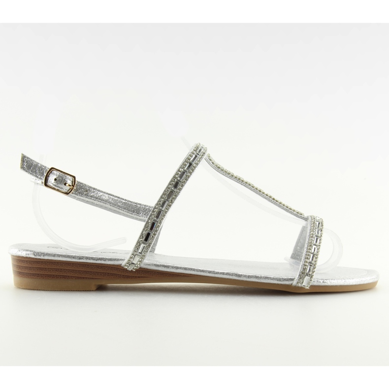 Hopeiset sandaalit kuutiozirkonialla 86-C010 hopeaa harmaa