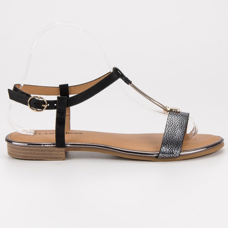 L. Lux. Shoes Mustat litteät sandaalit