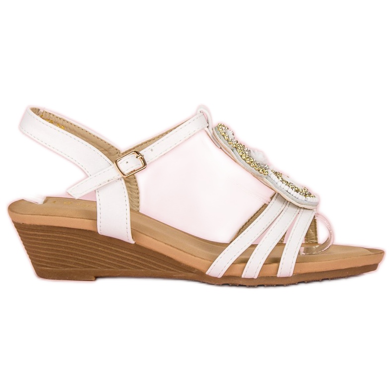 Ch. Creation Tyylikkäät sandaalit matalalla kiilakorolla valkoinen keltainen