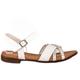 L. Day Valkoiset litteät sandaalit valkoinen harmaa L. Day Valkoiset litteät sandaalit valkoinen harmaa