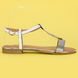 L. Lux. Shoes Valkoiset litteät sandaalit valkoinen harmaa
