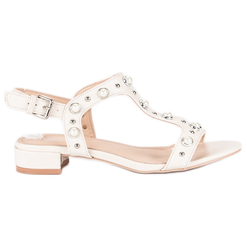 Renda Korkeakorkoiset sandaalit helmillä ruskea