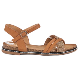 Renda Litteät sandaalit soljella ruskea