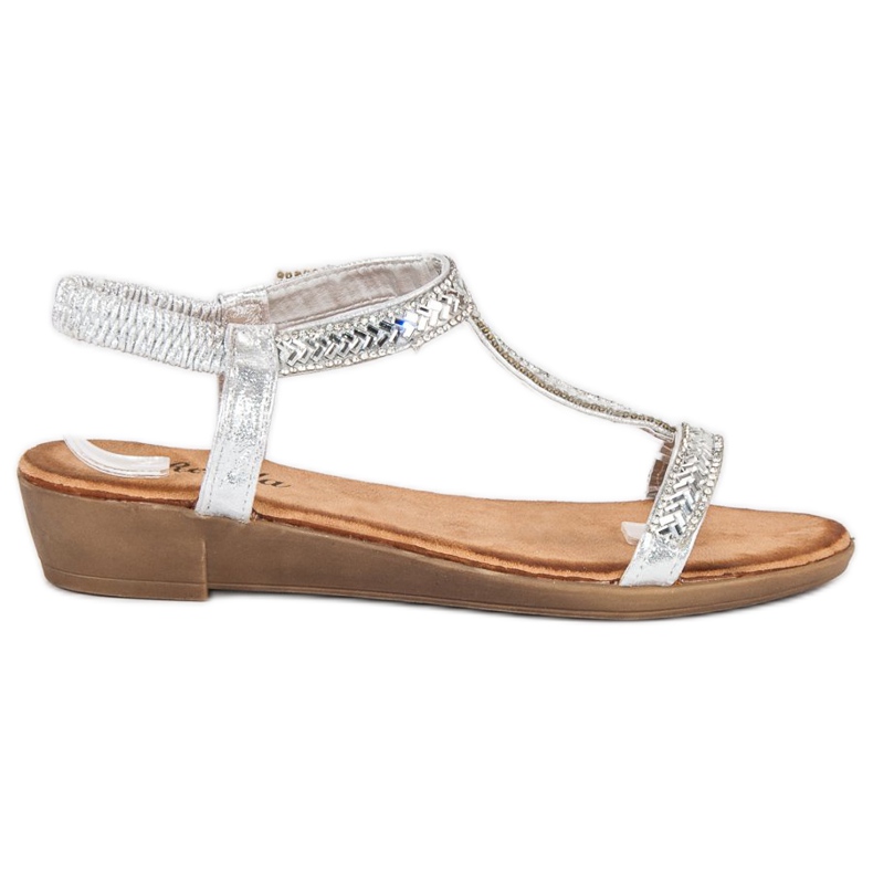 Renda Hopeiset sandaalit kuminauhalla harmaa