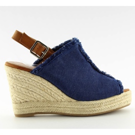 Espadrilles laivastonsinisillä kiilailla LL153 sininen ruskea tummansininen