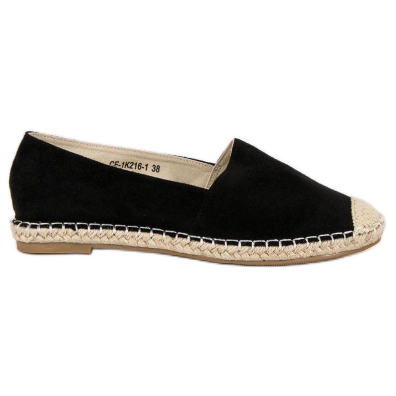 Best Shoes Mustat mokkanahkaiset espadrillit