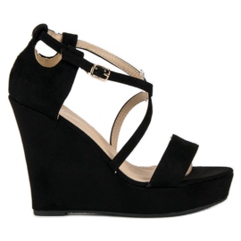 Suede kiila sandaalit musta Suede kiila sandaalit musta