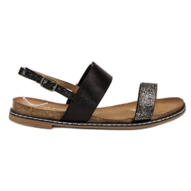 Via Giulia  Litteät sandaalit soljella musta Via Giulia  Litteät sandaalit soljella musta