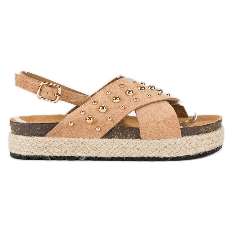 Mokkanahkaiset espadrillit alustalla ruskea Mokkanahkaiset espadrillit alustalla ruskea