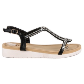 SDS Mukavat litteät sandaalit musta