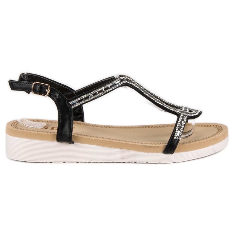 SDS Mukavat litteät sandaalit musta