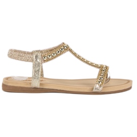 Queentina Litteät sandaalit kuminauhalla keltainen