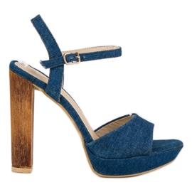 R'S Korkeakorkoiset denim-sandaalit monivärinen tummansininen