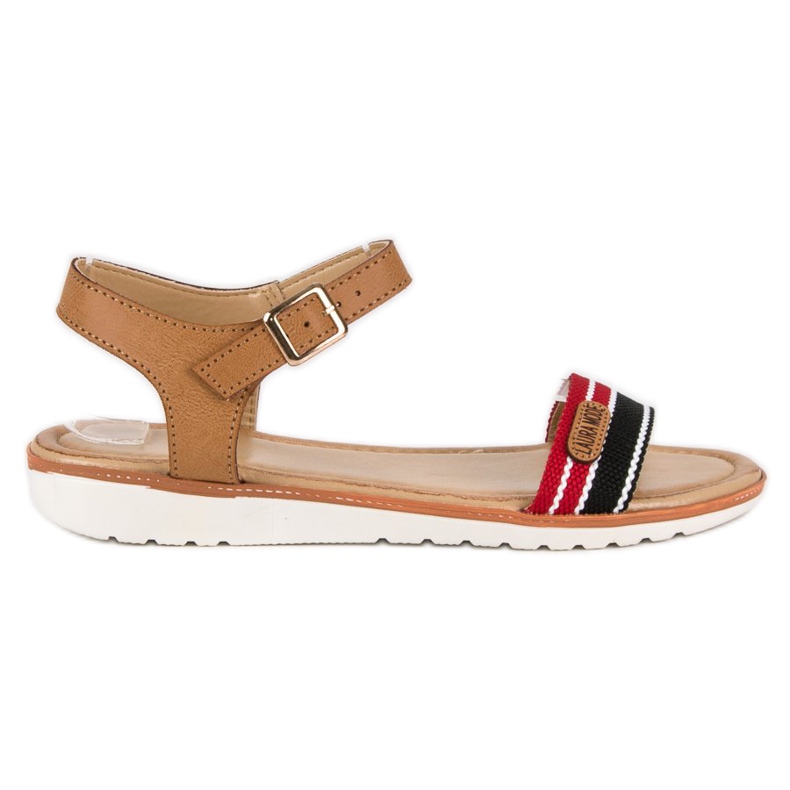 Laura Mode Litteät tekstiilisandaalit ruskea