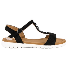 Via Giulia  Mustat litteät sandaalit