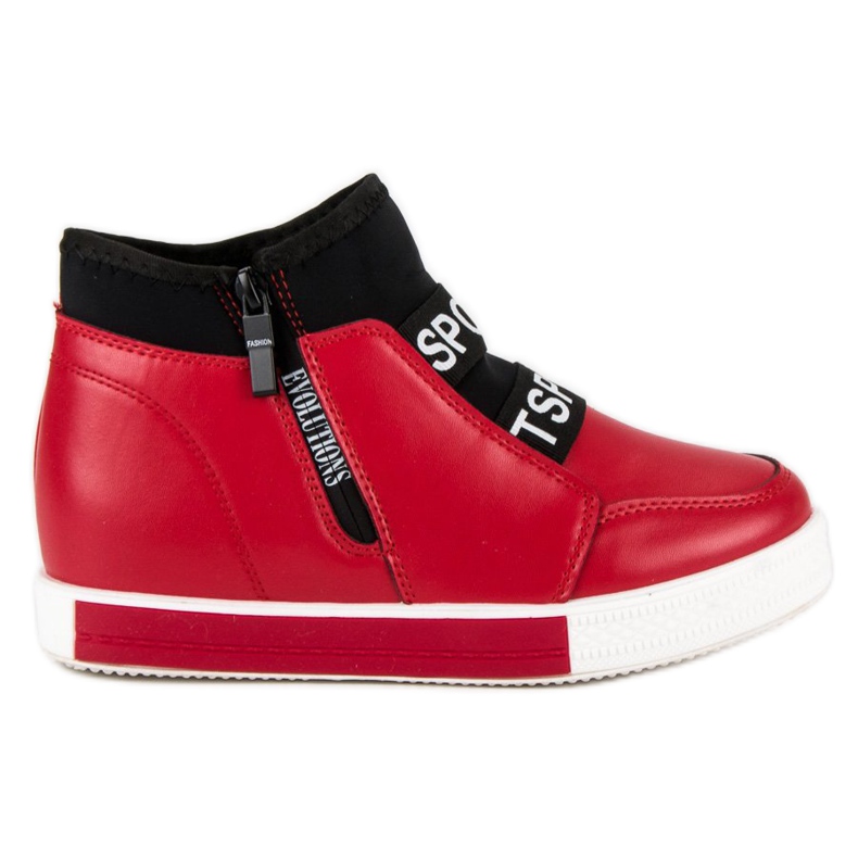 Punaiset lenkkarit vetoketjulla musta punainen