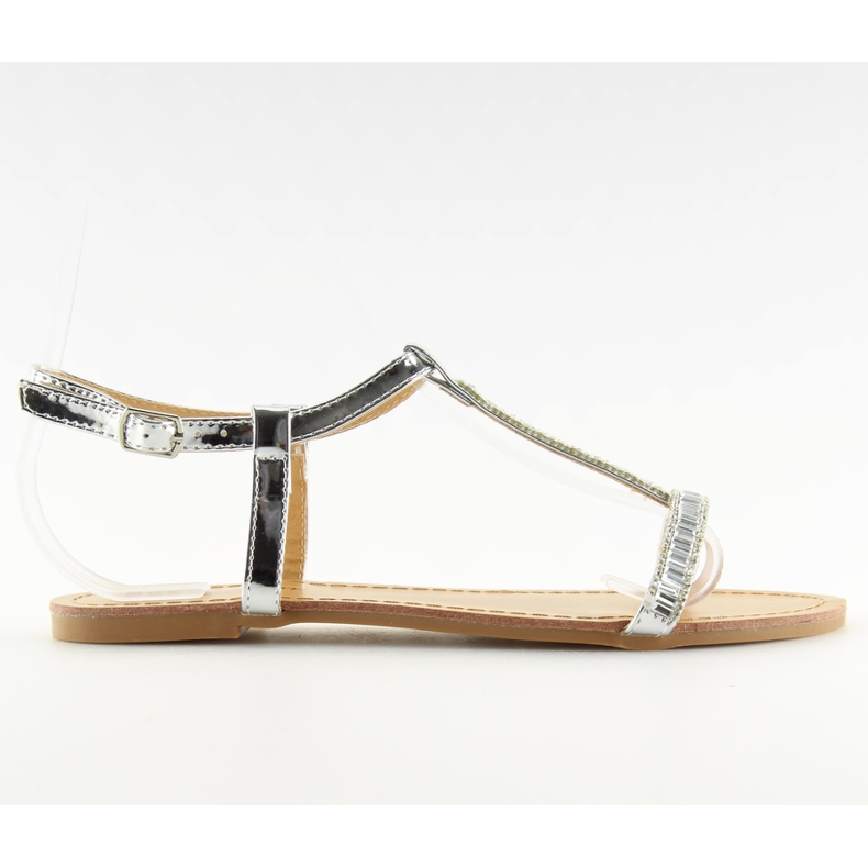 Hopeiset sandaalit kuutiozirkonialla SY644 hopea harmaa